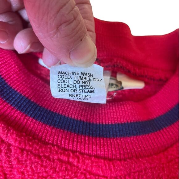 LL Bean Vintage Sherpa Crewneck Red Sweatshirt Womens Size Large - Picture 8 of 10